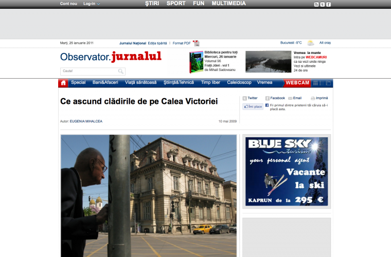 Ce ascund clădirile de pe Calea Victoriei, Jurnalul National, 10 mai 2009