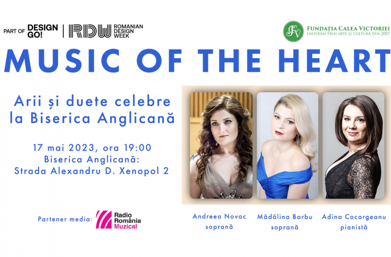 „Music of the heart”: Arii şi duete celebre la Biserica Anglicană, eveniment in cadrul Romanian Design Week 2023